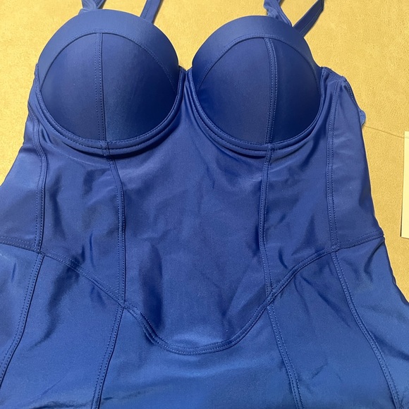 Tahari Royal Blue Corset-Style One-Piece Bathing Suit. Women's Size L NEW! #9112 - Picture 4 of 12